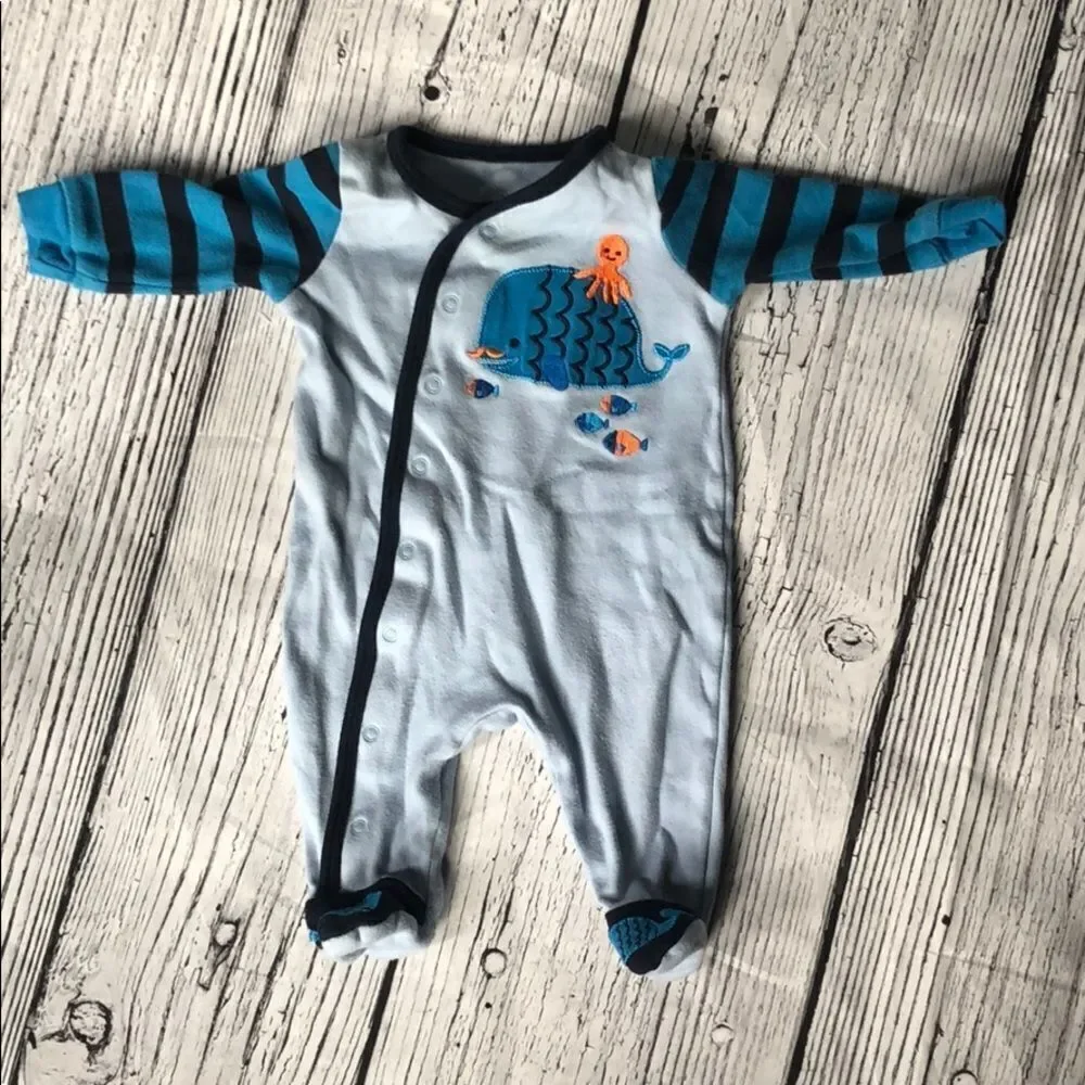 🍭4/$20 Koala Kids whale snap footie pj for baby boy - 3 months